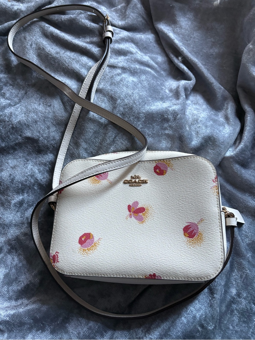 Coach Leather Camera Crossbody in Pop Floral Pink Print.